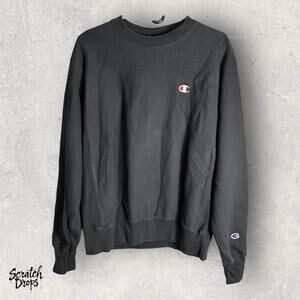 Champion Vintage Men's Medium Black Pullover Sweater Classic Comfortable Fit V08